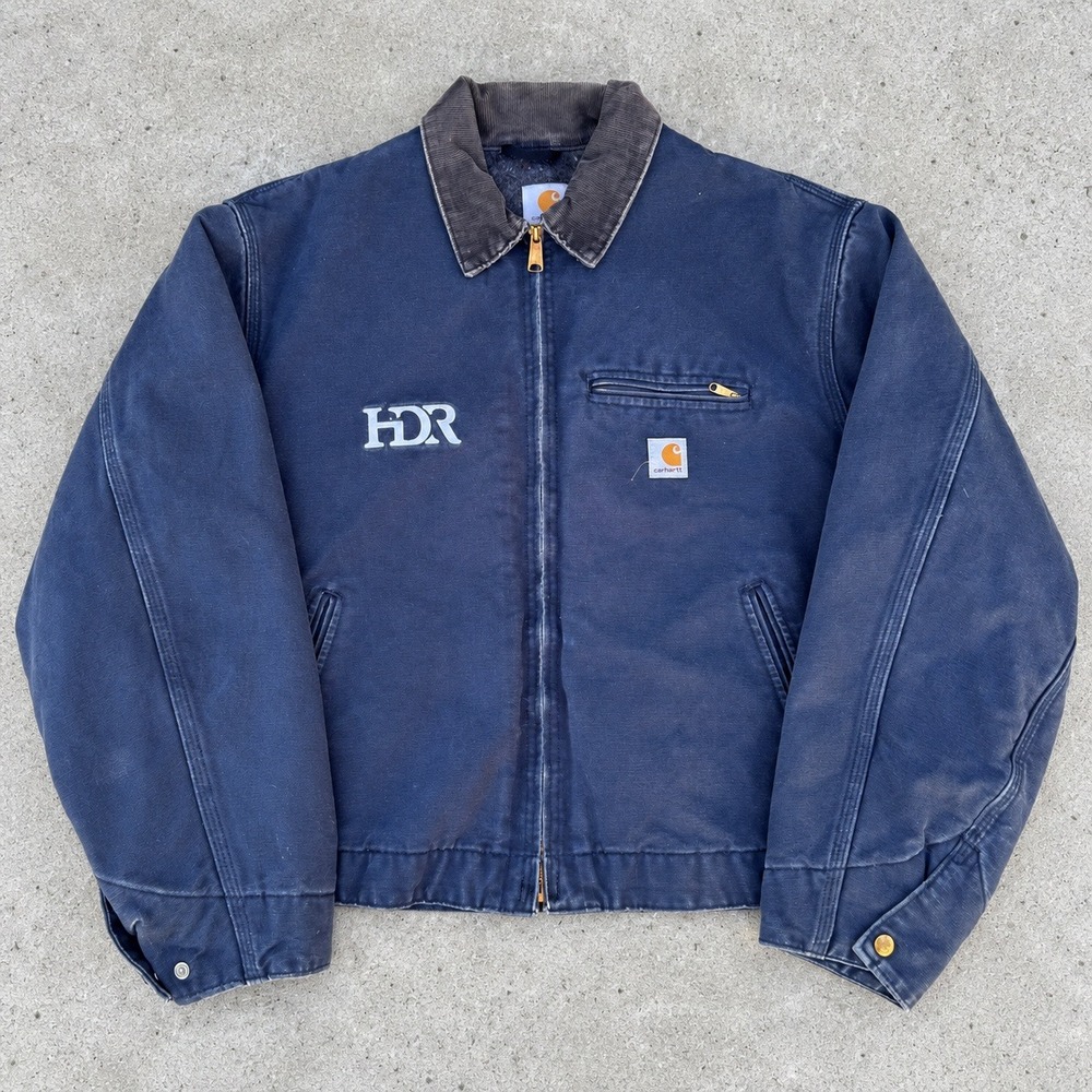 Vintage Carhartt J01 NVY Detroit Jacket Navy Blue Made in USA Men 48 Regular